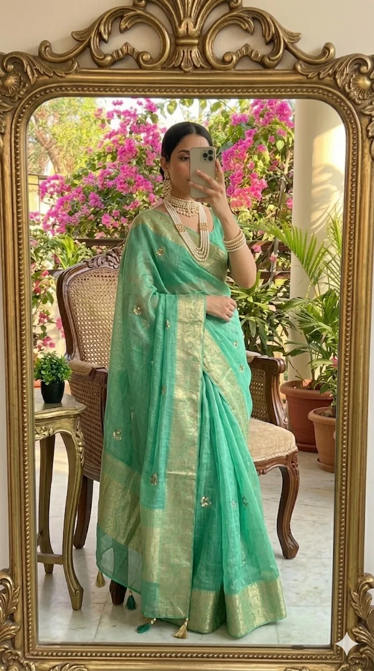 Ktd 3008 Fandy Chiffon Beads Work Saree